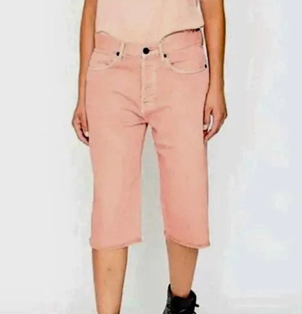 Free People x Sandrine High Rise Bermuda Jean Shorts Petal Women's Size 26 NWT